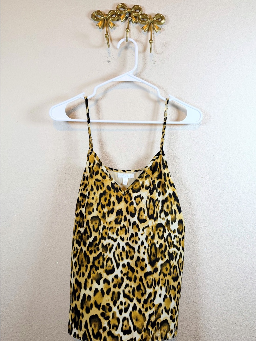 Abound Leopard Print Satin Cami in Gold and Black. Adjustable Straps. Size S